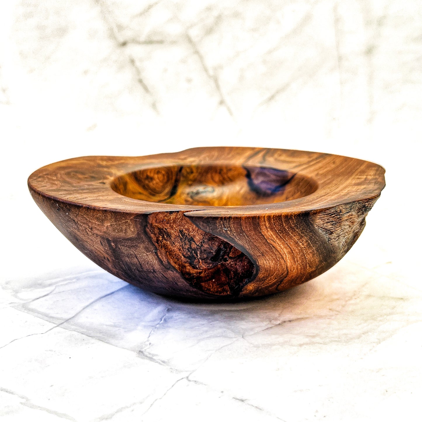 Exotic Indonesian Acacia Wood Catch-All Bowl