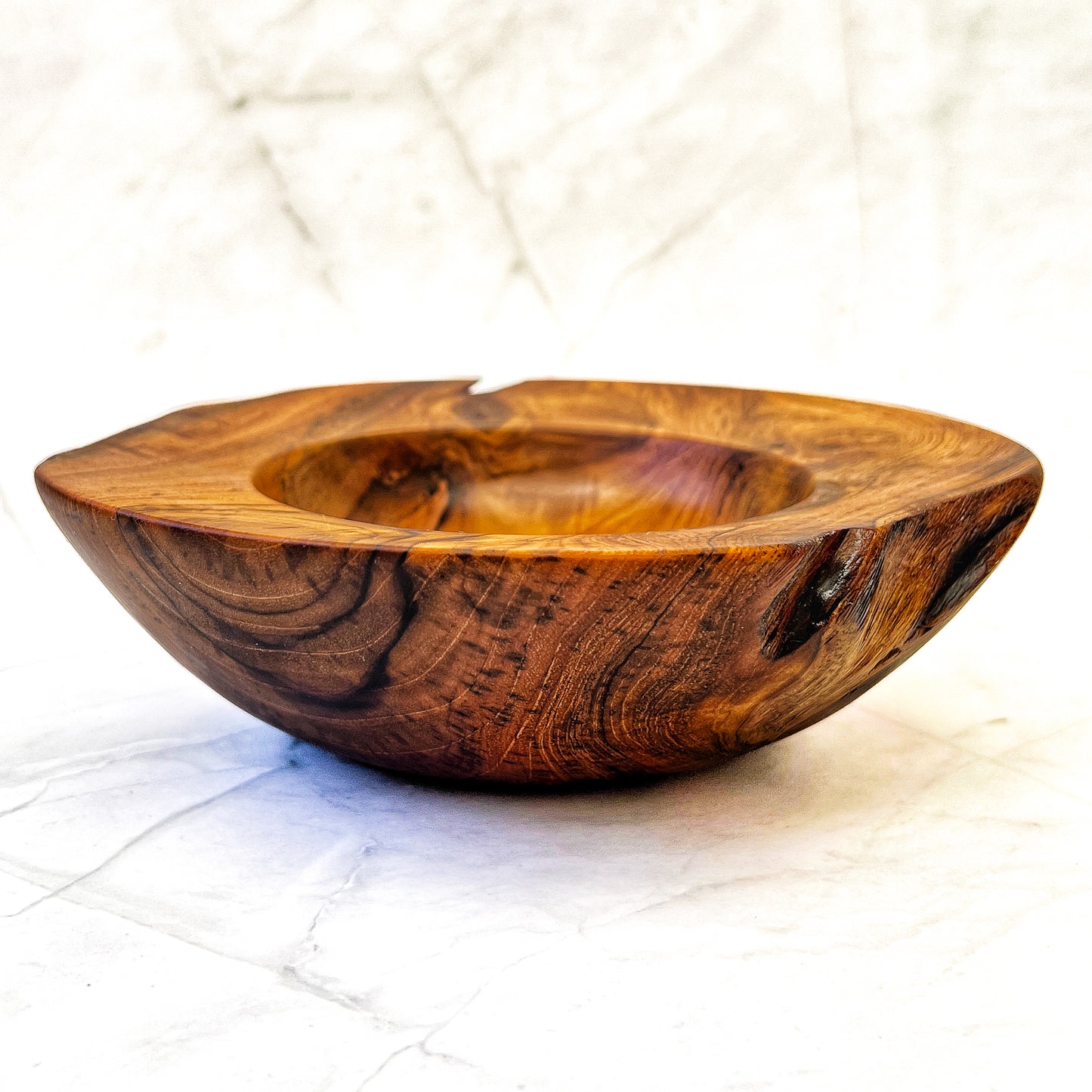 Exotic Indonesian Acacia Wood Catch-All Bowl