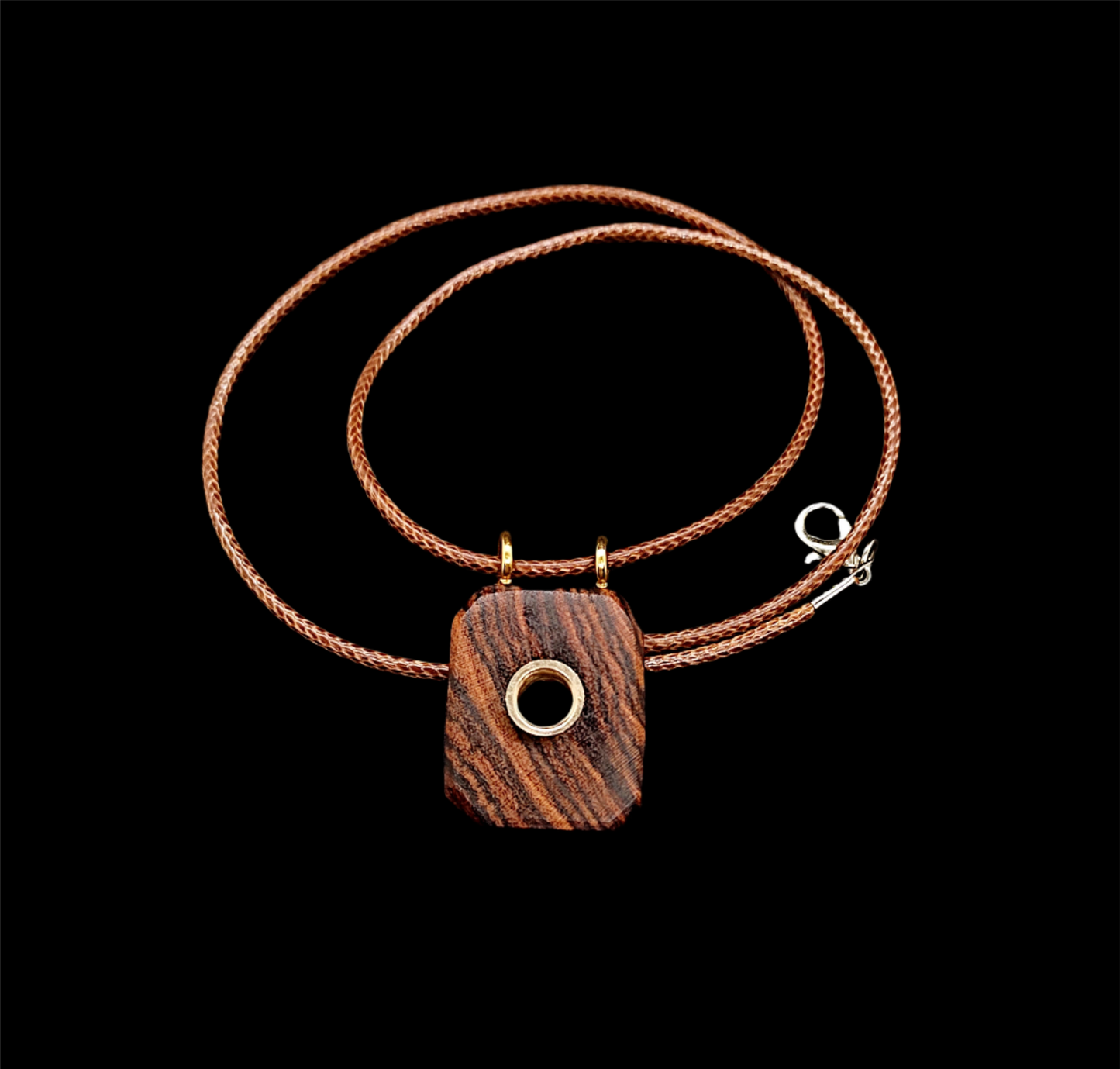 Bocote and Brass Pendant Necklace