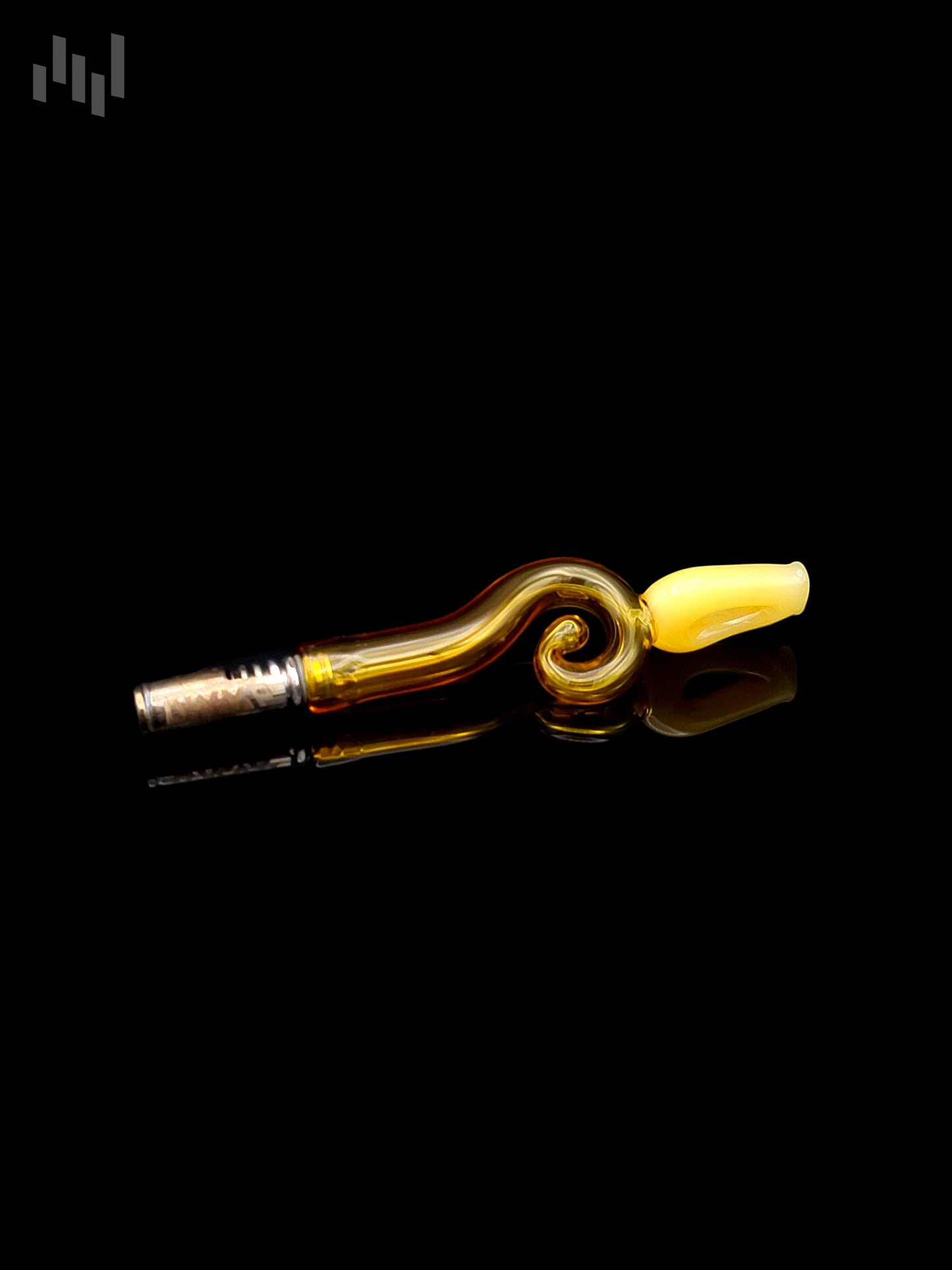 Image of the dynavap stem by Napglass, golden color with swirls, almost tentacle like in appearance