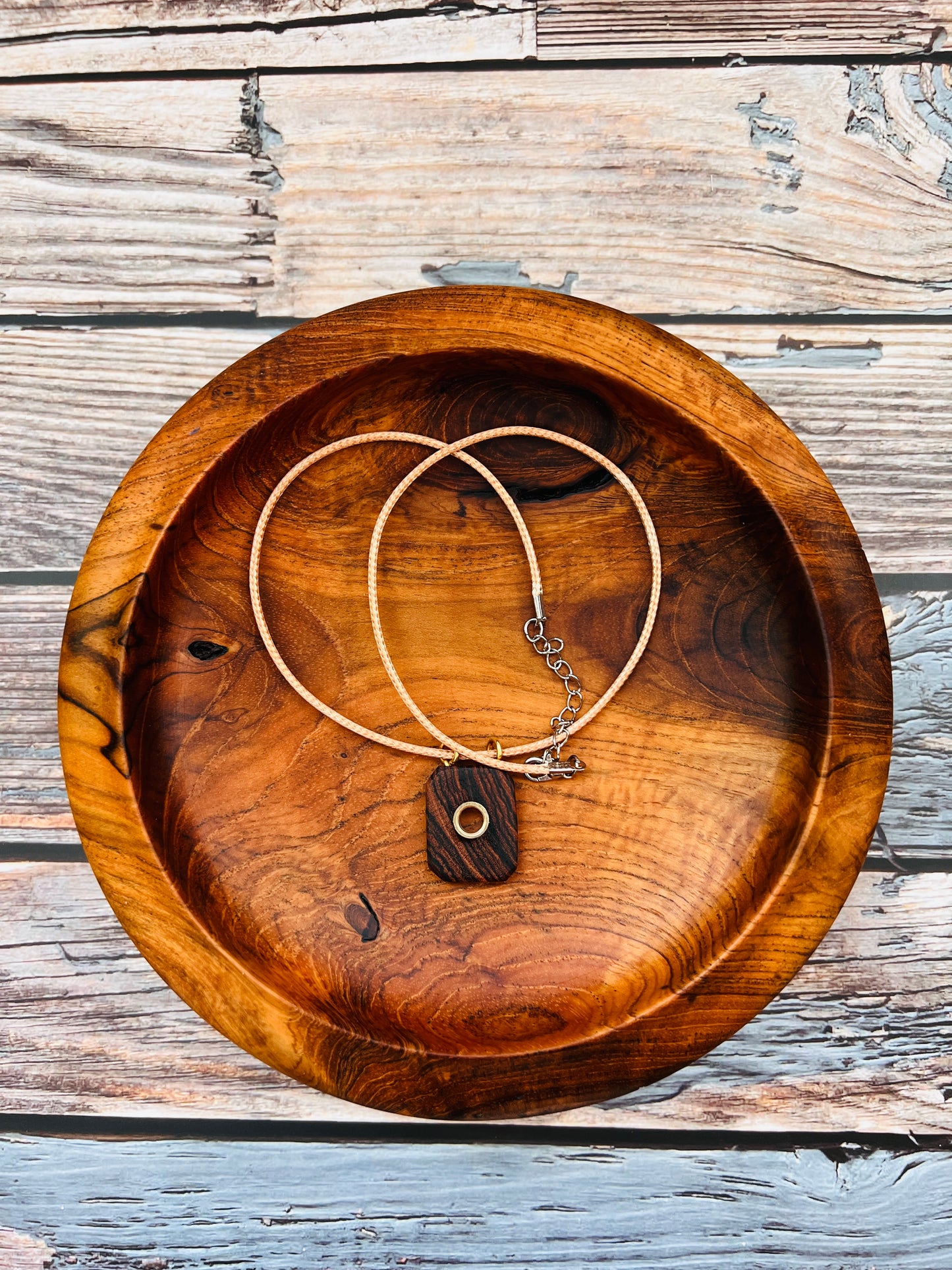 Bocote and Brass Pendant Necklace